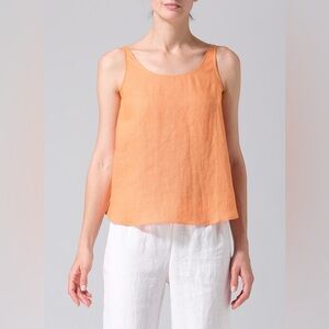 Dana Buchman 100% Linen Orange Tank Top Sz 12 Round Hem